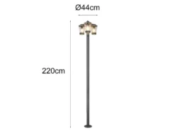 LED Mastleuchte Außen Kandelaber 3-flammig, Anthrazit, Höhe 220cm