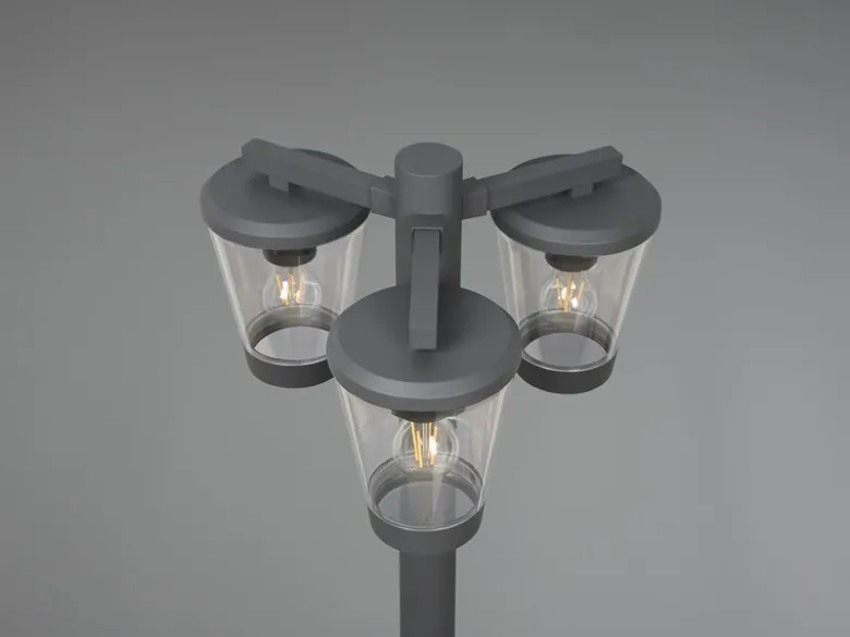 LED Mastleuchte Außen Kandelaber 3-flammig, Anthrazit, Höhe 220cm