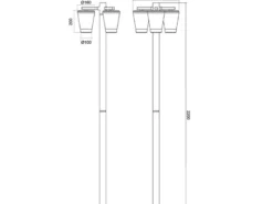 LED Mastleuchte Außen Kandelaber 3-flammig, Anthrazit, Höhe 220cm