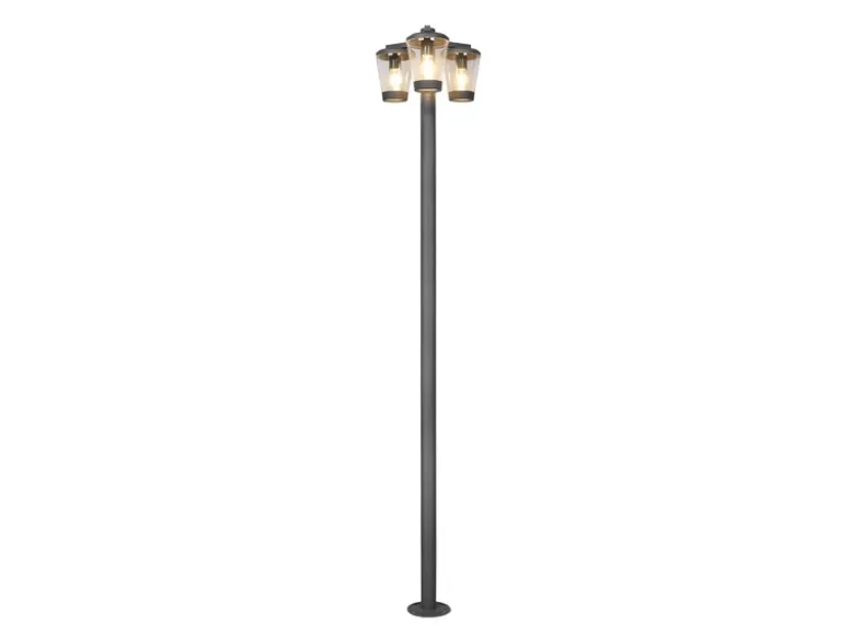 LED Mastleuchte Außen Kandelaber 3-flammig, Anthrazit, Höhe 220cm