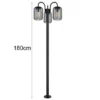 LED Mastleuchte 3-flammig aus Edelstahl Gitterschirme Schwarz, Höhe 180cm
