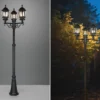 LED Mastleuchte 3-flammige Laterne Aluminium Schwarz, Höhe 240cm