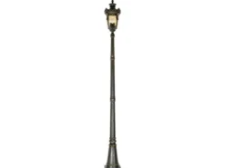 LED Mastleuchte im Jugendstil mit Amberglas, Höhe 237cm