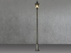 LED Mastleuchte im Jugendstil mit Amberglas, Höhe 237cm