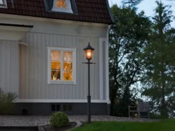LED Mastleuchte Laterne aus Aluminium Schwarz, Höhe 255cm