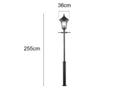 LED Mastleuchte Laterne aus Aluminium Schwarz, Höhe 255cm