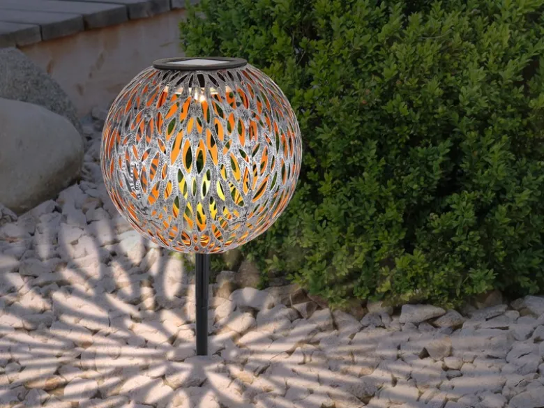 LED Metall Solarkugeln 3er SET Ø 18cm & 27cm mit Erdspieß
