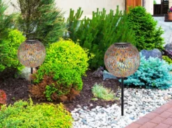LED Metall Solarkugeln 3er SET Ø 18cm & 27cm mit Erdspieß