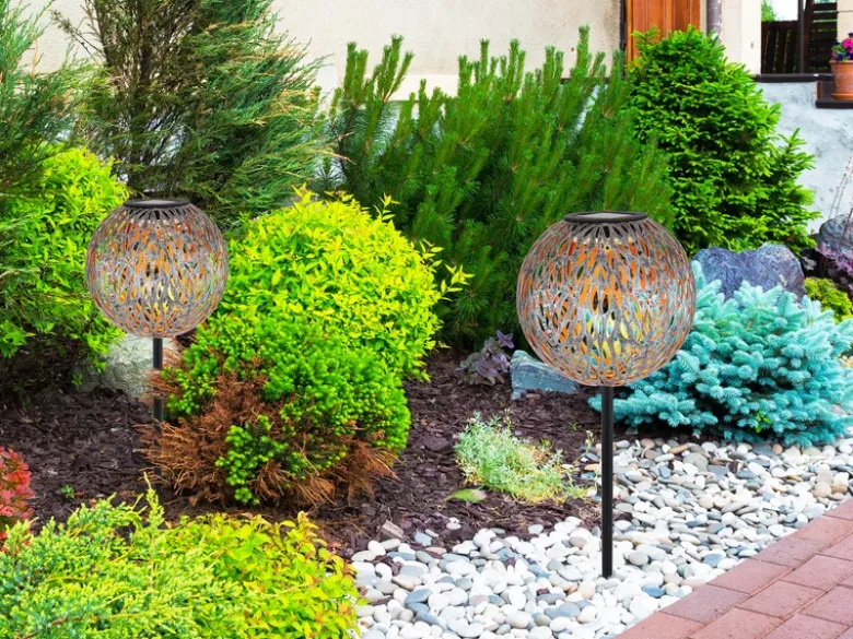 LED Metall Solarkugeln 3er SET Ø 18cm & 27cm mit Erdspieß