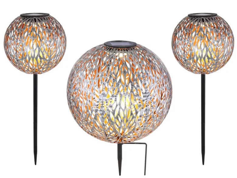 LED Metall Solarkugeln 3er SET Ø 18cm & 27cm mit Erdspieß