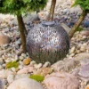 LED Metall Solarkugeln 2er Set Ø 27cm mit Erdspieß, Silber Antik