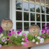 LED Metall Solarkugeln 2er Set Ø 18cm mit Erdspieß, Silber Antik