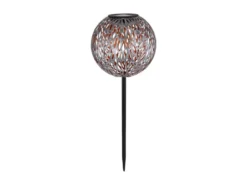 LED Metall Solarkugeln 2er Set Ø 18cm mit Erdspieß, Silber Antik