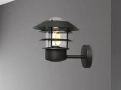 LED Moderne Außen Wandlaterne aus Edelstahl, Schwarz Höhe 24cm