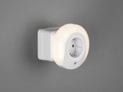 LED Nachtlicht BAILEY Plug-in mit Steckdose & Dämmerungssensor - Ø 9cm
