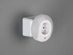 LED Nachtlicht BAILEY Plug-in mit Steckdose & Dämmerungssensor - Ø 9cm