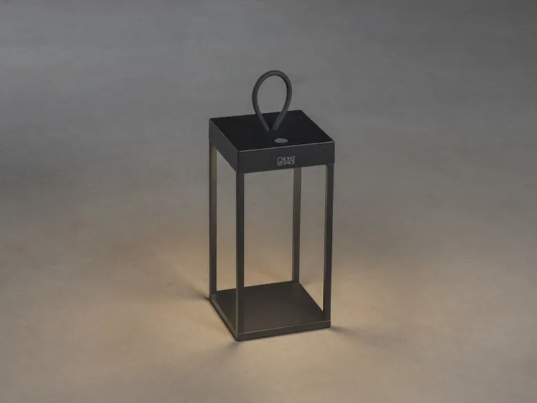 LED Outdoor Akku Tischleuchte RAVELLO Aluminium Schwarz, Höhe 30cm