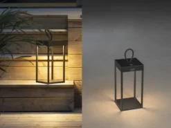 LED Outdoor Akku Tischleuchte RAVELLO Aluminium Schwarz, Höhe 30cm