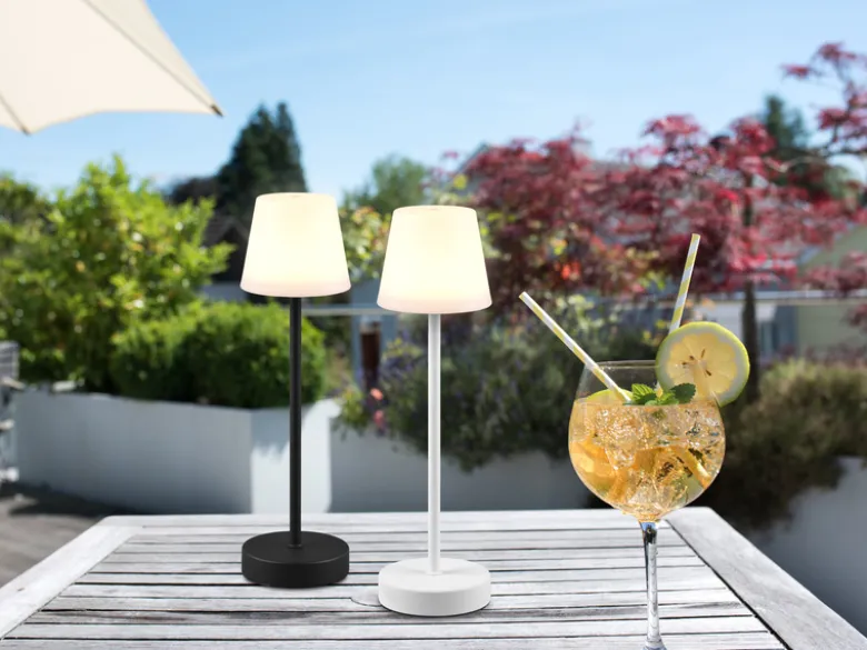 LED Outdoor Akku Tischleuchte MARTINEZ touch dimmbar, Weiß 39cm