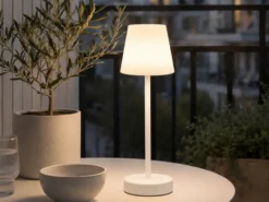 LED Outdoor Akku Tischleuchte MARTINEZ touch dimmbar, Weiß 39cm