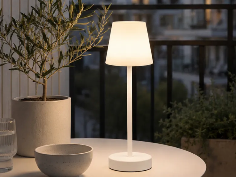 LED Outdoor Akku Tischleuchte MARTINEZ touch dimmbar, Weiß 39cm