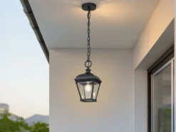 LED Outdoor Hängelampe Kettenlaterne Landhausstil, max. Höhe 141cm