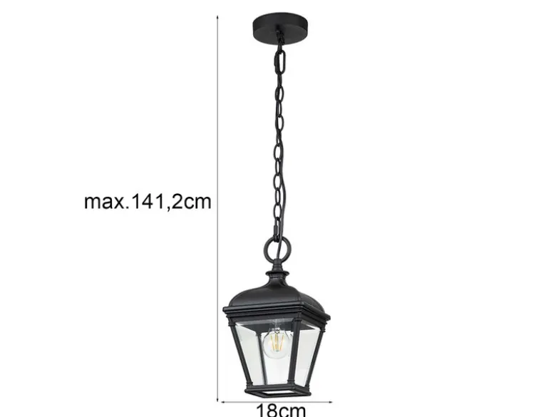 LED Outdoor Hängelampe Kettenlaterne Landhausstil, max. Höhe 141cm