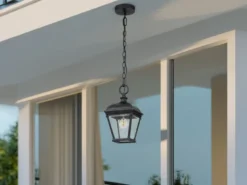 LED Outdoor Hängelampe Kettenlaterne Landhausstil, max. Höhe 141cm