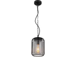 LED Outdoor Hängeleuchte mit Gitterschirm aus schwarzem Edelstahl, Höhe 75,5cm