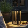 LED Outdoor Laterne CANNES USB aufladbar für Boden & Tisch, Schwarz Höhe 42cm