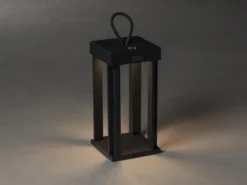LED Outdoor Laterne CANNES USB aufladbar für Boden & Tisch, Schwarz Höhe 42cm