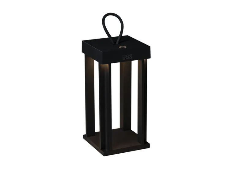 LED Outdoor Laterne CANNES USB aufladbar für Boden & Tisch, Schwarz Höhe 42cm