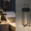 LED Outdoor Laterne MANOROLA USB aufladbar für Boden & Tisch, Schwarz Höhe 39cm
