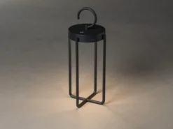 LED Outdoor Laterne MANOROLA USB aufladbar für Boden & Tisch, Schwarz Höhe 39cm