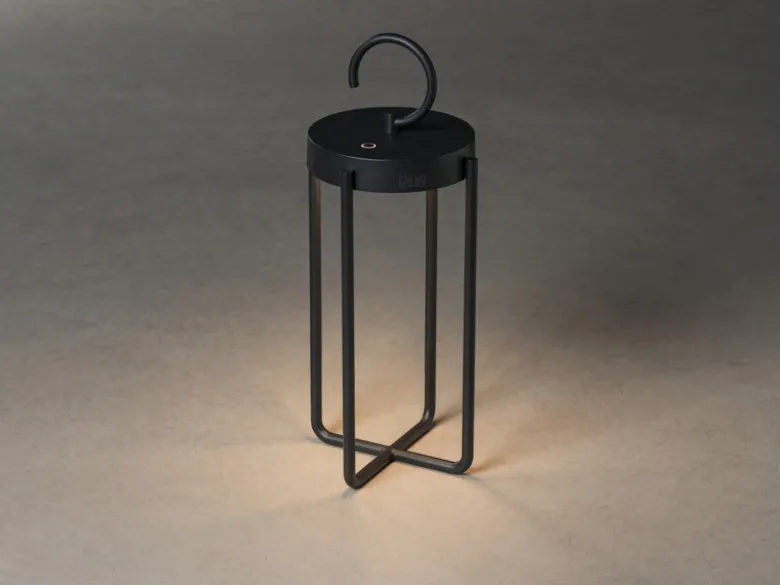 LED Outdoor Laterne MANOROLA USB aufladbar für Boden & Tisch, Schwarz Höhe 39cm