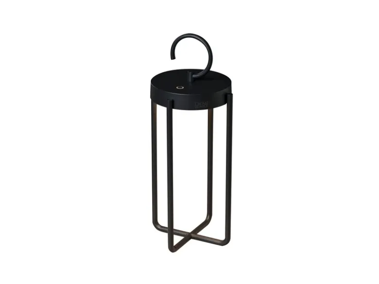 LED Outdoor Laterne MANOROLA USB aufladbar für Boden & Tisch, Schwarz Höhe 39cm