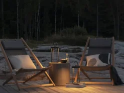 LED Outdoor Laterne MANOROLA USB aufladbar für Boden & Tisch, Schwarz Höhe 39cm