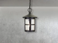 LED Outdoor Pendelleuchte aus Alu im Landhausstil, Schwarz Ø15cm