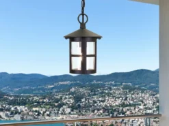 LED Outdoor Pendelleuchte aus Alu im Landhausstil, Schwarz Ø15cm