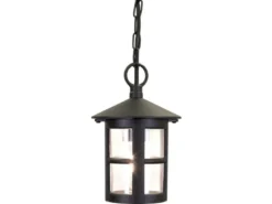 LED Outdoor Pendelleuchte aus Alu im Landhausstil, Schwarz Ø15cm