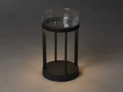 LED Outdoor Tischlaterne CHIETI per USB aufladbar, Schwarz Höhe 25cm