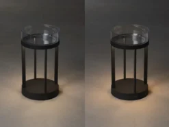 LED Outdoor Tischlaterne CHIETI per USB aufladbar, Schwarz Höhe 25cm