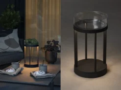 LED Outdoor Tischlaterne CHIETI per USB aufladbar, Schwarz Höhe 25cm