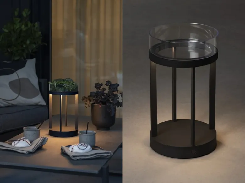 LED Outdoor Tischlaterne CHIETI per USB aufladbar, Schwarz Höhe 25cm