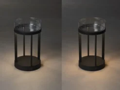 LED Outdoor Tischlaterne CHIETI per USB aufladbar, Grau Höhe 25cm