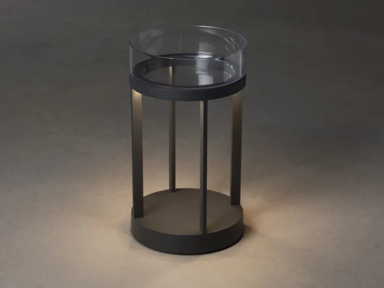 LED Outdoor Tischlaterne CHIETI per USB aufladbar, Grau Höhe 25cm