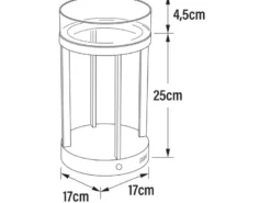 LED Outdoor Tischlaterne CHIETI per USB aufladbar, Grau Höhe 25cm