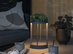 LED Outdoor Tischlaterne CHIETI per USB aufladbar, Grau Höhe 25cm