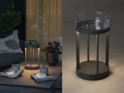 LED Outdoor Tischlaterne CHIETI per USB aufladbar, Grau Höhe 25cm
