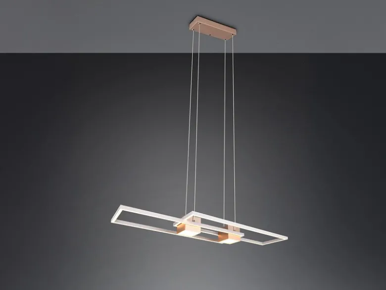 LED Pendelleuchte ALBANY Coffee mit Fernbedienung dimmbar lang, Breite 100cm
